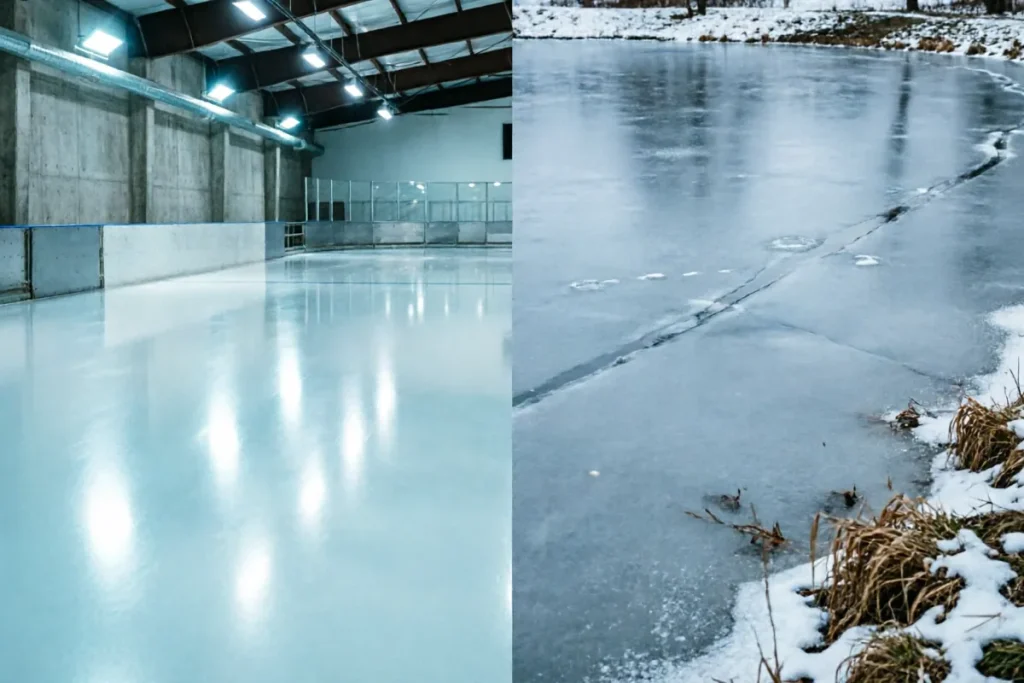 Hero photograph for the article “Rink Ice vs Pond Ice: What Makes Ice Safe?”